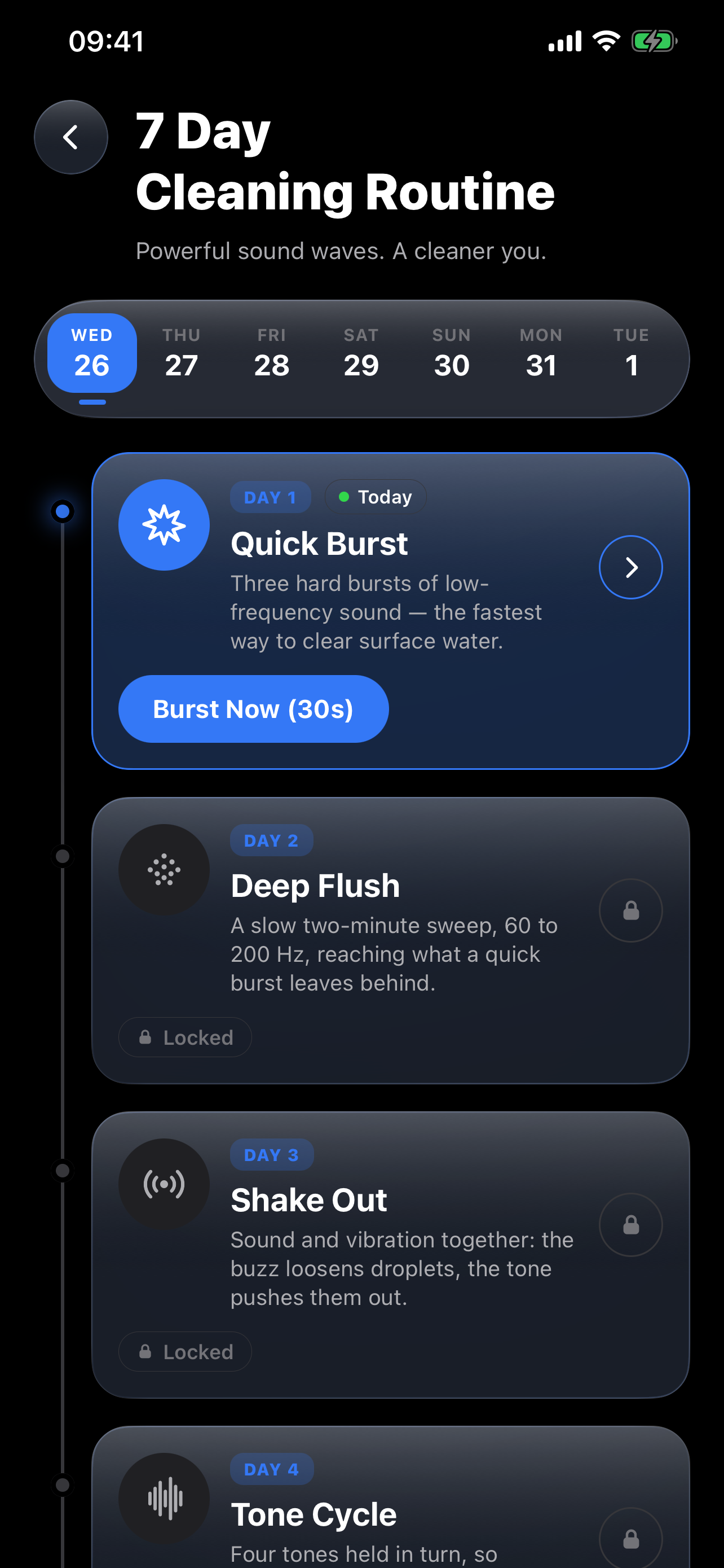 Cleaning Routine screen in Water Eject Ultra for iPhone